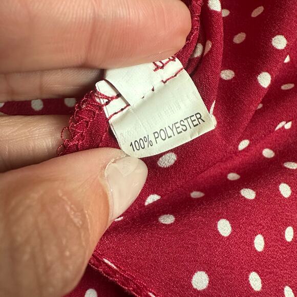 Womance Red/White Polka Dot, Quarter Button Down Short Sleeve Shirt Dress- M - Picture 5 of 10